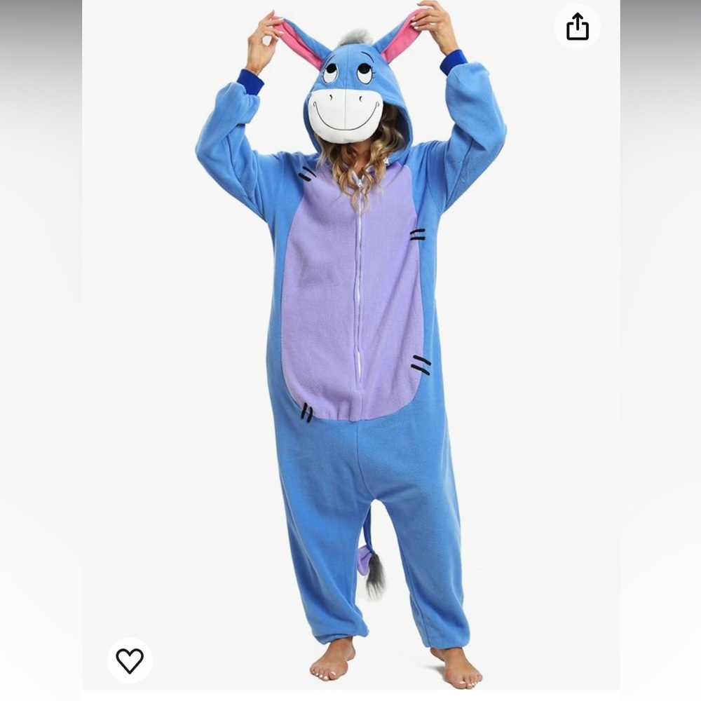 Animal Onesie for adult blue donkey like Disney Eeore Pajama Costume Winnie Pooh